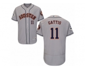 Houston Astros #11 Evan Gattis Authentic Grey Road 2017 World Series Bound Flex Base MLB Jersey