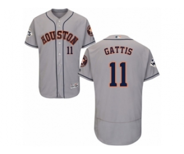 Houston Astros #11 Evan Gattis Authentic Grey Road 2017 World Series Bound Flex Base MLB Jersey