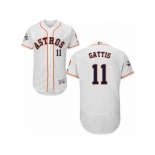 Houston Astros #11 Evan Gattis Authentic White Home 2017 World Series Bound Flex Base MLB Jersey