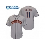 Houston Astros #11 Evan Gattis Replica Grey Road 2017 World Series Bound Cool Base MLB Jersey