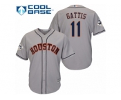 Houston Astros #11 Evan Gattis Replica Grey Road 2017 World Series Bound Cool Base MLB Jersey