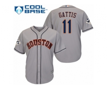 Houston Astros #11 Evan Gattis Replica Grey Road 2017 World Series Bound Cool Base MLB Jersey