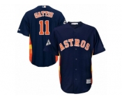 Houston Astros #11 Evan Gattis Replica Navy Blue Alternate 2017 World Series Bound Cool Base MLB Jersey