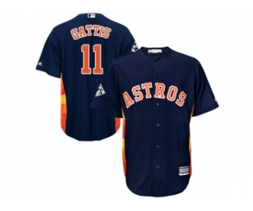 Houston Astros #11 Evan Gattis Replica Navy Blue Alternate 2017 World Series Bound Cool Base MLB Jersey