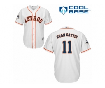 Houston Astros #11 Evan Gattis Replica White Home 2017 World Series Bound Cool Base MLB Jersey