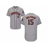 Houston Astros #15 Carlos Beltran Authentic Grey Road 2017 World Series Bound Flex Base MLB Jersey