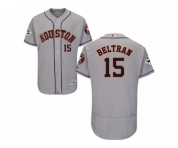 Houston Astros #15 Carlos Beltran Authentic Grey Road 2017 World Series Bound Flex Base MLB Jersey