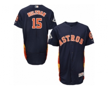 Houston Astros #15 Carlos Beltran Authentic Navy Blue Alternate 2017 World Series Bound Flex Base MLB Jersey