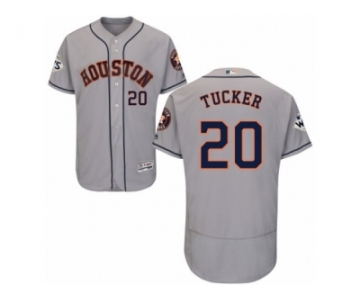 Houston Astros #20 Preston Tucker Authentic Grey Road 2017 World Series Bound Flex Base MLB Jersey