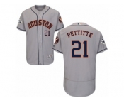 Houston Astros #21 Andy Pettitte Authentic Grey Road 2017 World Series Bound Flex Base MLB Jersey