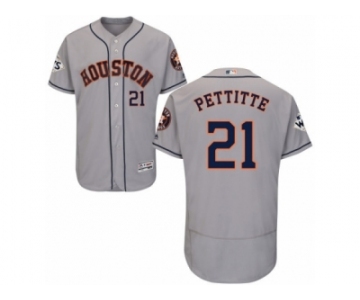 Houston Astros #21 Andy Pettitte Authentic Grey Road 2017 World Series Bound Flex Base MLB Jersey