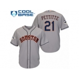 Houston Astros #21 Andy Pettitte Replica Grey Road 2017 World Series Bound Cool Base MLB Jersey