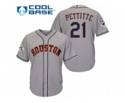 Houston Astros #21 Andy Pettitte Replica Grey Road 2017 World Series Bound Cool Base MLB Jersey