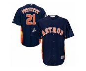 Houston Astros #21 Andy Pettitte Replica Navy Blue Alternate 2017 World Series Bound Cool Base MLB Jersey