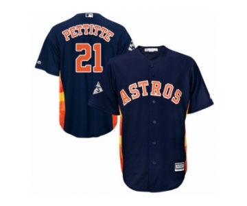 Houston Astros #21 Andy Pettitte Replica Navy Blue Alternate 2017 World Series Bound Cool Base MLB Jersey