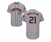 Houston Astros #21 Jon Singleton Authentic Grey Road 2017 World Series Bound Flex Base MLB Jersey