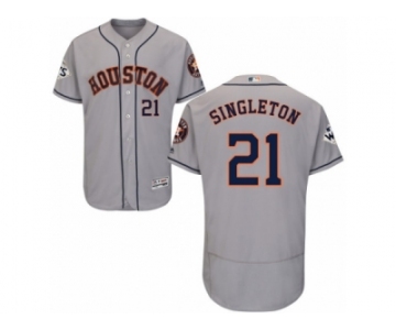 Houston Astros #21 Jon Singleton Authentic Grey Road 2017 World Series Bound Flex Base MLB Jersey