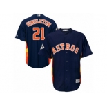 Houston Astros #21 Jon Singleton Replica Navy Blue Alternate 2017 World Series Bound Cool Base MLB Jersey