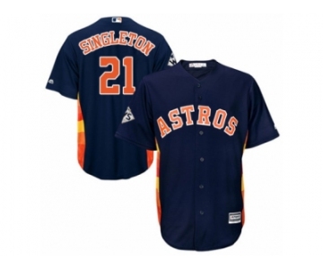 Houston Astros #21 Jon Singleton Replica Navy Blue Alternate 2017 World Series Bound Cool Base MLB Jersey