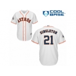 Houston Astros #21 Jon Singleton Replica White Home 2017 World Series Bound Cool Base MLB Jersey