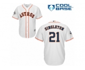 Houston Astros #21 Jon Singleton Replica White Home 2017 World Series Bound Cool Base MLB Jersey