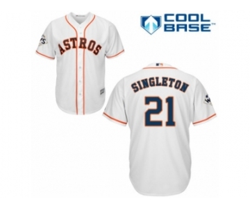 Houston Astros #21 Jon Singleton Replica White Home 2017 World Series Bound Cool Base MLB Jersey