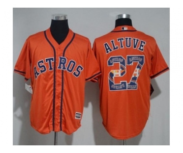 Houston Astros #27 Jose Altuve Orange Team Logo Fashion Stitched MLB Jersey