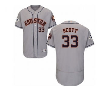 Houston Astros #33 Mike Scott Authentic Grey Road 2017 World Series Bound Flex Base MLB Jersey