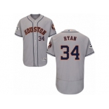 Houston Astros #34 Nolan Ryan Authentic Grey Road 2017 World Series Bound Flex Base MLB Jersey