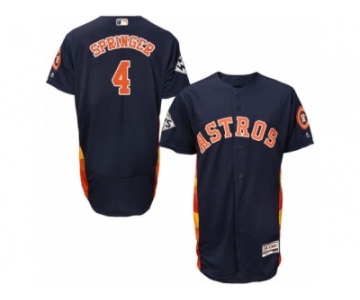 Houston Astros #4 George Springer Authentic Navy Blue Alternate 2017 World Series Bound Flex Base MLB Jersey