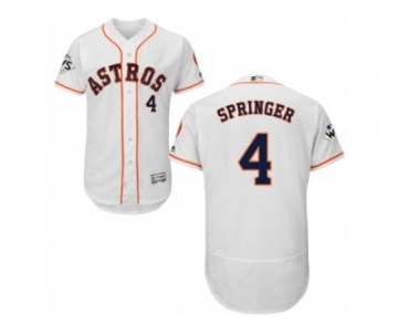 Houston Astros #4 George Springer Authentic White Home 2017 World Series Bound Flex Base MLB Jersey