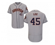 Houston Astros #45 Carlos Lee Authentic Grey Road 2017 World Series Bound Flex Base MLB Jersey