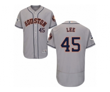 Houston Astros #45 Carlos Lee Authentic Grey Road 2017 World Series Bound Flex Base MLB Jersey