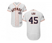 Houston Astros #45 Carlos Lee Authentic White Home 2017 World Series Bound Flex Base MLB Jersey