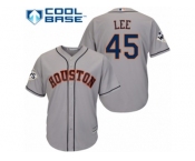 Houston Astros #45 Carlos Lee Replica Grey Road 2017 World Series Bound Cool Base MLB Jersey