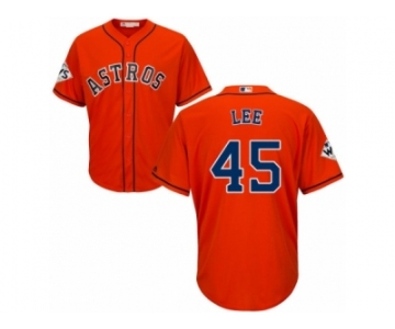 Houston Astros #45 Carlos Lee Replica Orange Alternate 2017 World Series Bound Cool Base MLB Jersey