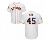 Houston Astros #45 Carlos Lee Replica White Home 2017 World Series Bound Cool Base MLB Jersey