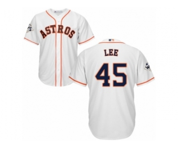 Houston Astros #45 Carlos Lee Replica White Home 2017 World Series Bound Cool Base MLB Jersey