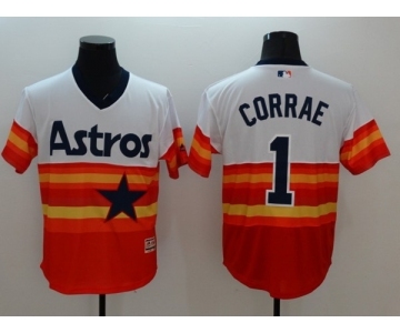 Men Houston Astros #1 Carlos Correa Majestic Orange Flexbase Authentic Cooperstown Player Jersey