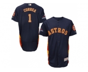 Men Houston Astros #1 Carlos Correa Navy Blue FlexBase Authentic 2018 Gold Program Cool Base Stitched Baseball Jersey