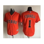 Men Houston Astros #1 Carlos Correa Orange 2016 Official Cool Base Jersey