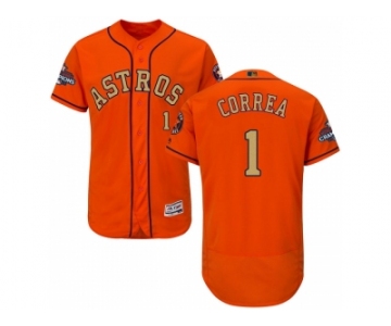 Men Houston Astros #1 Carlos Correa Orange FlexBase Authentic 2018 Gold Program Stitched Baseball Jersey