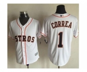 Men Houston Astros #1 Carlos Correa White 2016 Official Cool Base Jersey