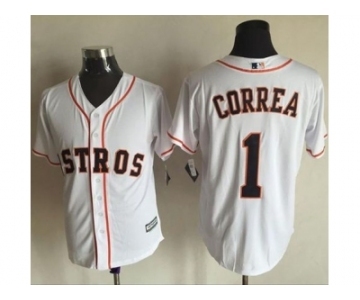 Men Houston Astros #1 Carlos Correa White 2016 Official Cool Base Jersey