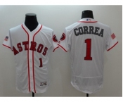 Men Houston Astros #1 Carlos Correa White Stars & Stripes 2016 Independence Day Flex Base Jersey