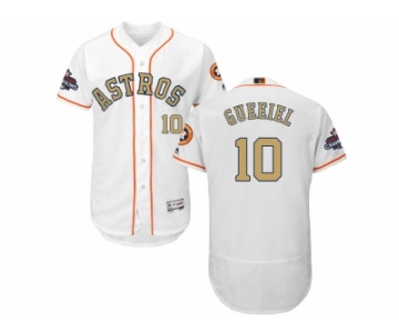 Men Houston Astros #10 Yuli Gurriel White FlexBase Authentic 2018 Gold Program Stitched Baseball Jersey