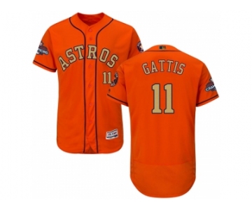 Men Houston Astros #11 Evan Gattis Orange FlexBase Authentic 2018 Gold Program Stitched Baseball Jersey