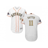 Men Houston Astros #11 Evan Gattis White FlexBase Authentic 2018 Gold Program Stitched Baseball Jersey