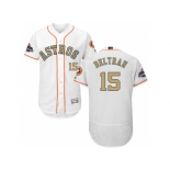 Men Houston Astros #15 Carlos Beltran White FlexBase Authentic 2018 Gold Program Stitched Baseball Jersey