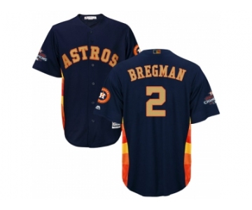 Men Houston Astros #2 Alex Bregman Navy 2018 Gold Program Cool Base Stitched Baseball Jersey